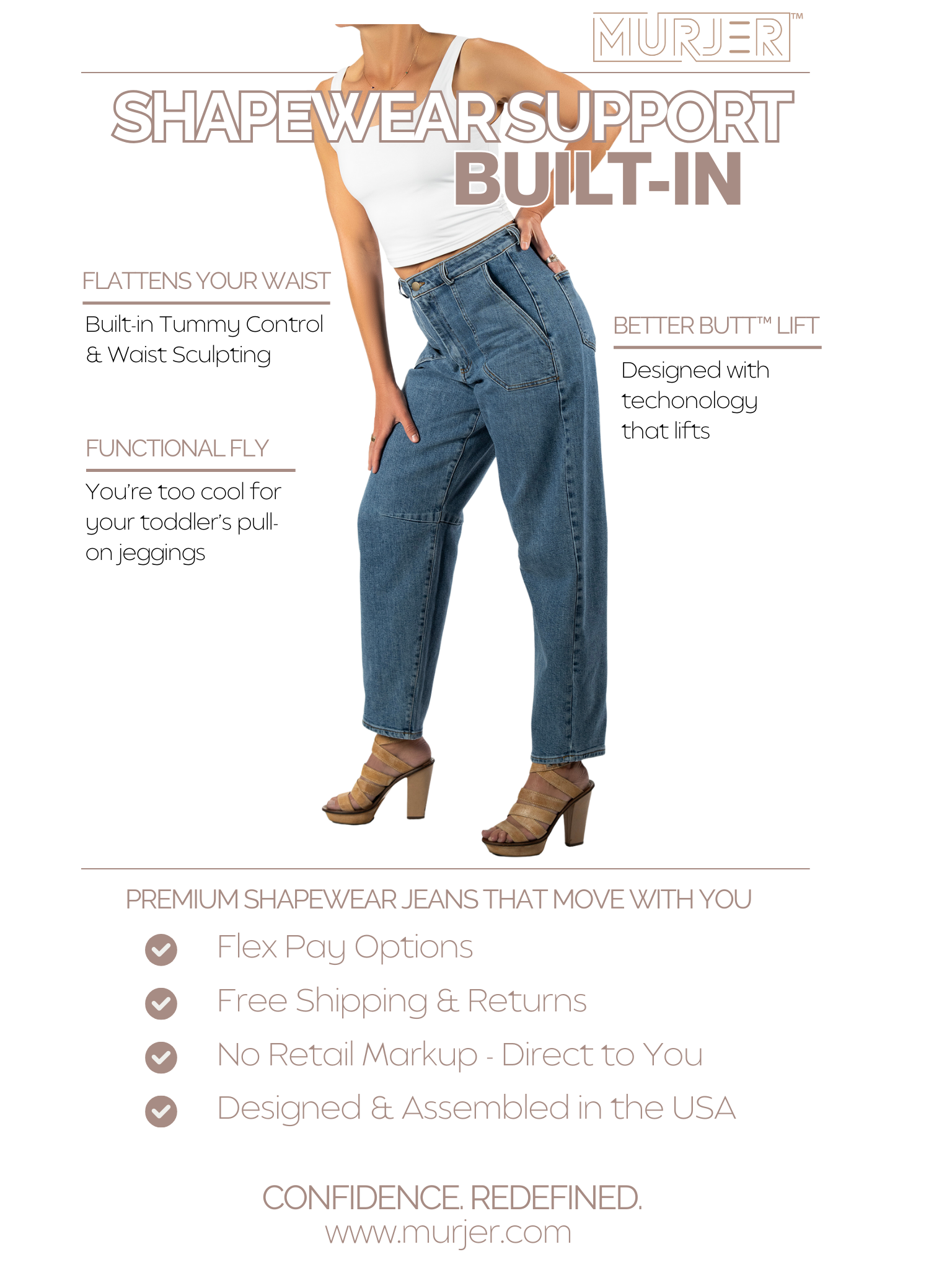 AUSTIN: Barrel Leg Shapewear Jeans with Better Butt™ Lift