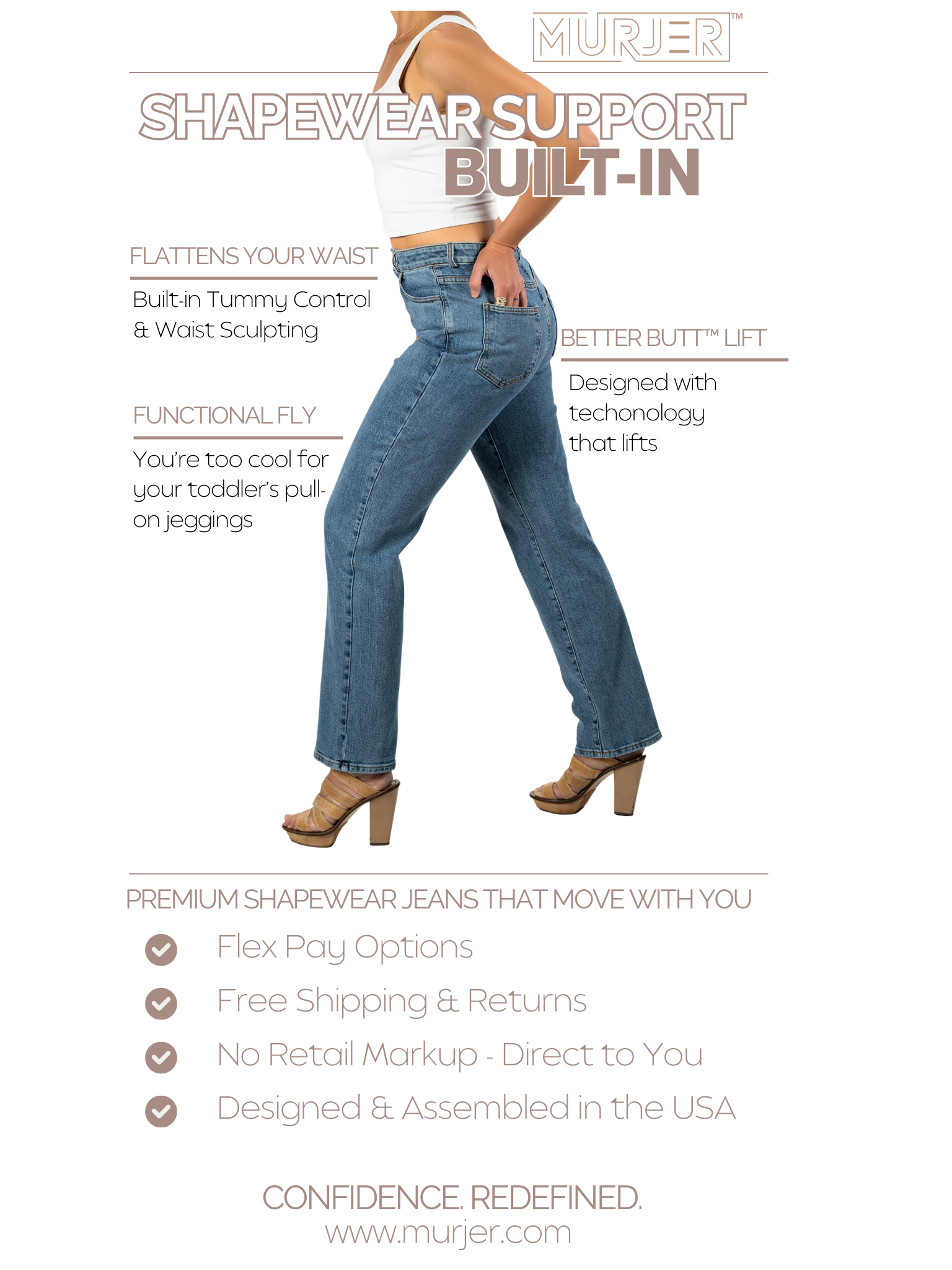 VENICE: Classic Straight Leg Shapewear Jeans with Better Butt™ Lift